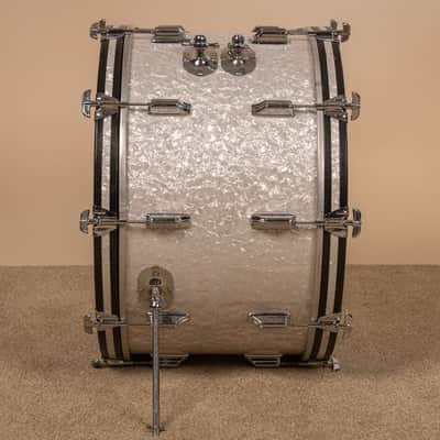 Vintage Rogers White Marine Pearl Drum Set 14x24 9x13 and 16x16 image 13