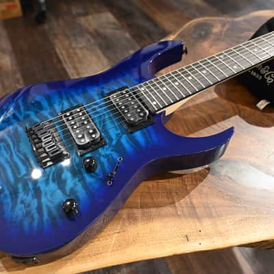 Ibanez GRG7221QA-TBB Transparent Blue Burst 7-String #162 image 18