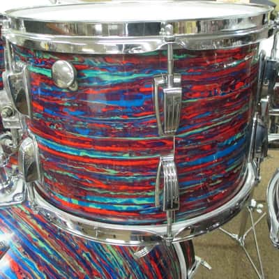*Vintage* 1968 Ludwig Psychedelic Red Double Bass Drum Set image 6