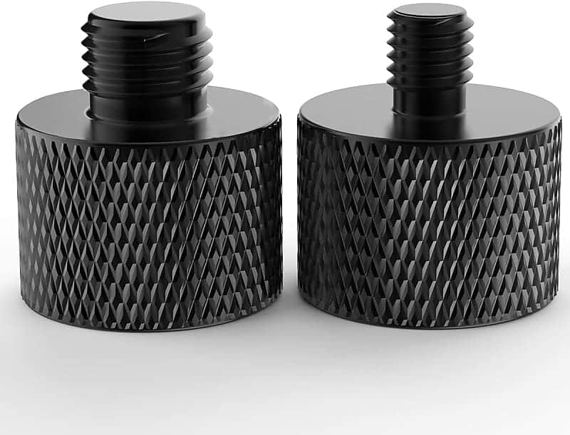 Mic Stand Adapter 5/8 to 3/8 and 5/8 to 1/4 Mic Thread Screw Adapter Combo Pack For Microphone Mounts and Stands 2 Pack Black image 1