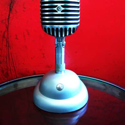 Vintage 1940's Shure 55 / 55S dynamic microphone satin chrome w S-36 desk stand Elvis 55S # 9 image 1