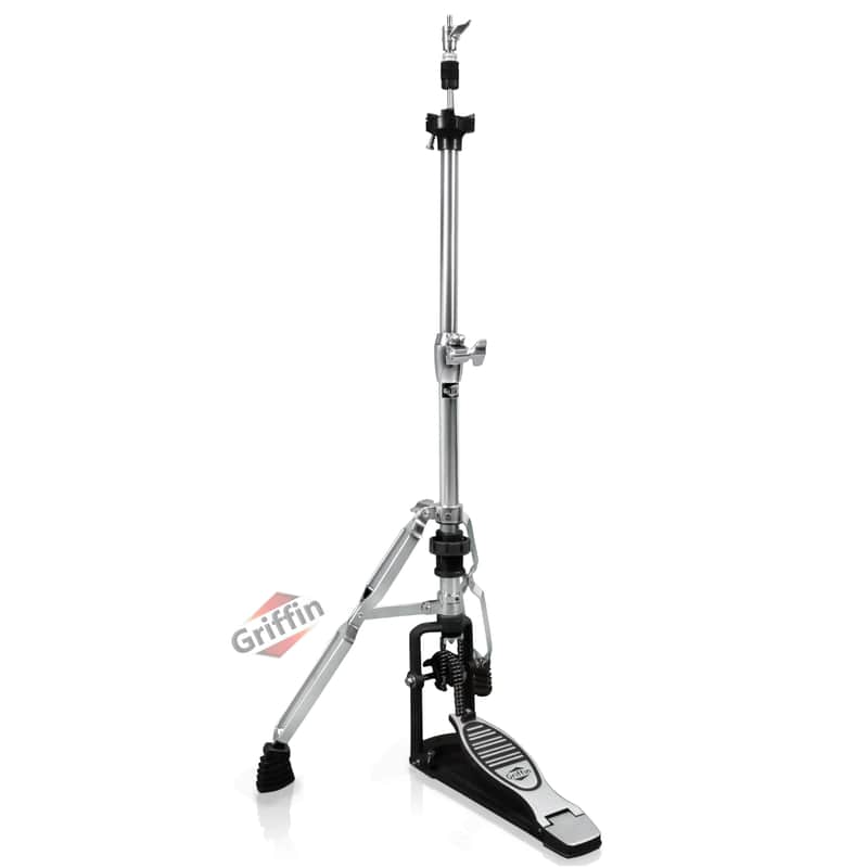 Griffin Hi-Hat Stand - 2 Leg Heavy Duty Hihat Cymbal Foot Pedal with Drum Key Folding Two Leg Style Converts to a No Leg High Hat Mount image 1
