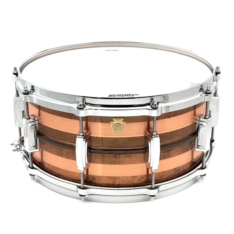 Ludwig LC663S Raw Striped Copper Phonic Snare Drum 14x6.5 image 1
