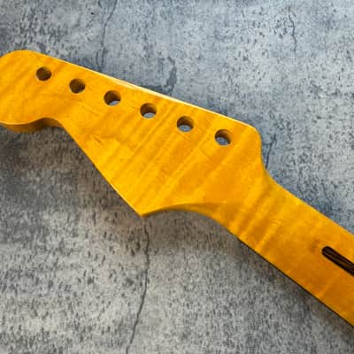 BMC Guitar Neck Strat® Stratocaster® 21 Fret Amber Flame Maple With Rosewood Fingerboard Rounded Fret Ends 9.5 Radius  SFMRA21 #4 image 7