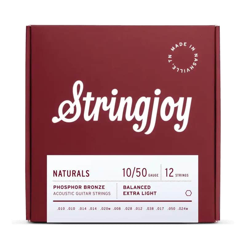 Stringjoy Naturals Phosphor Bronze Acoustic Guitar Strings - 10-50 12-String Extra Light Gauge image 1
