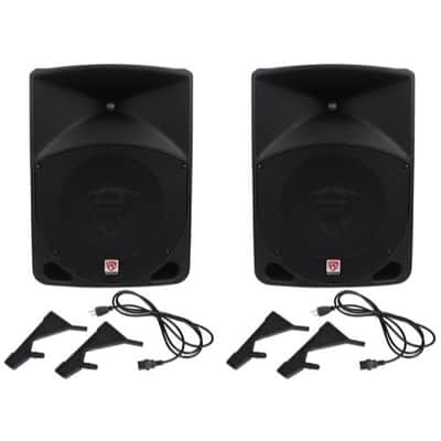 Pair Rockville Power Gig RPG10 10" Powered Active 1200 Watt 2-Way DJ PA Speakers image 1