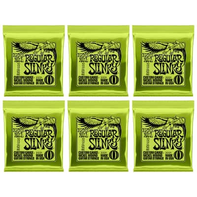 6-Pack Ernie Ball 2221 Regular Slinky Nickel Wound Electric Guitar Strings (10-46) Bild 1