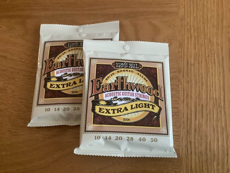Ernie Ball 2x set 2006 Earthwood 80/20 Bronze Extra Light Acoustic Guitar Strings (10-50) 2010s - Bronze image 1