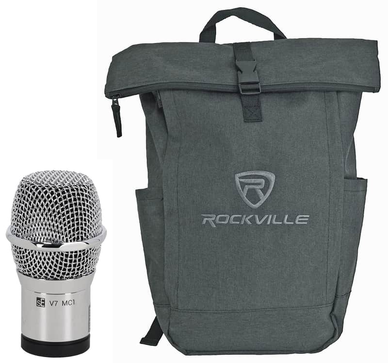 Se Electronics V7 MC1 Chrome Wireless Mic Capsule 4 Shure Transmitter+Laptop Bag