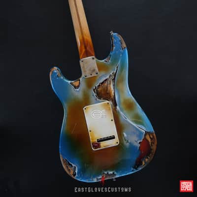 Fender Stratocaster 50th Anniversary Pelham Blue/Amber Paisley Made in USA Heavy Aged Relic image 15