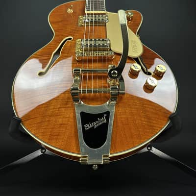 Gretsch Electromatic Limited Broadkaster Junior Flame Okoume - Roundup Orange image 3