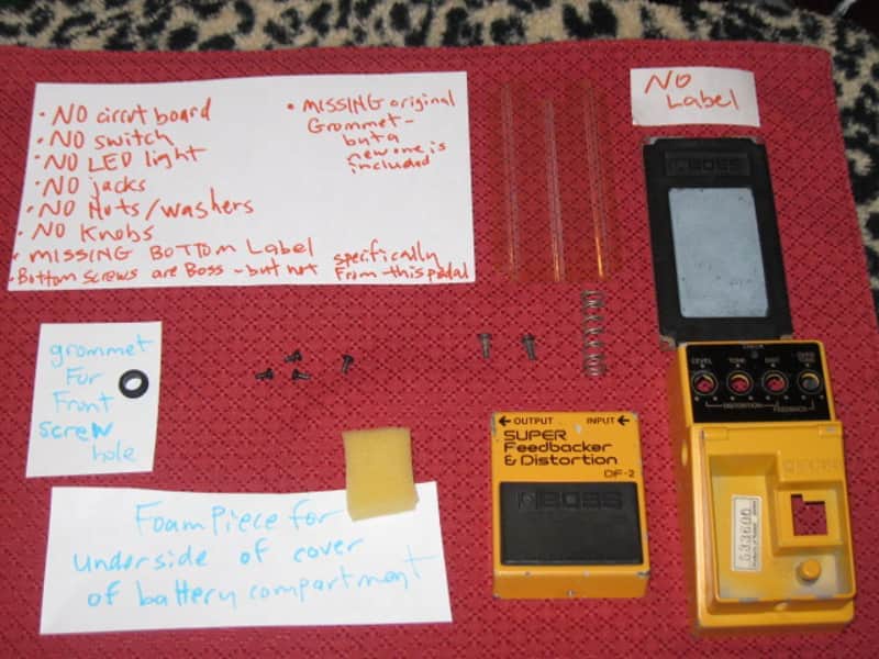 used Boss casing & bottom plate (& some other parts) for DF2 SUPER Feedbacker & Distortion, MISSING Bottom Label (NO: circuit board, jacks, light, pots, knobs) image 1