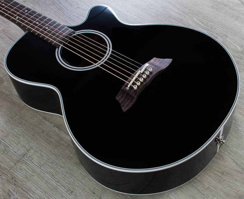 Takamine EF261SBL Acoustic-Electric Guitar in Gloss Black with Hard Case image 1