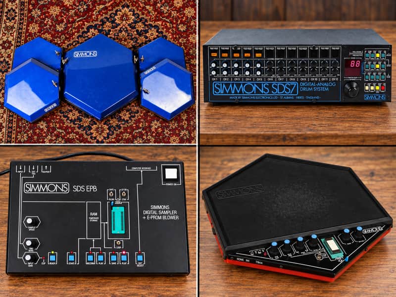Simmons SDS7 Blue 5-Piece Electronic Drum System + SDS1 + SDS EPB EPROM Blower, Working, 120V Simmons SDS7 early 80s - Blue image 1