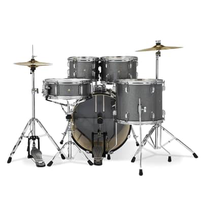 PDP PDCE2015KTSS 5 Piece Center Stage Series Complete Acoustic Drum Kit w/ 20" Kick, Hardware, Cymbals, and Throne - Silver Sparkle image 7