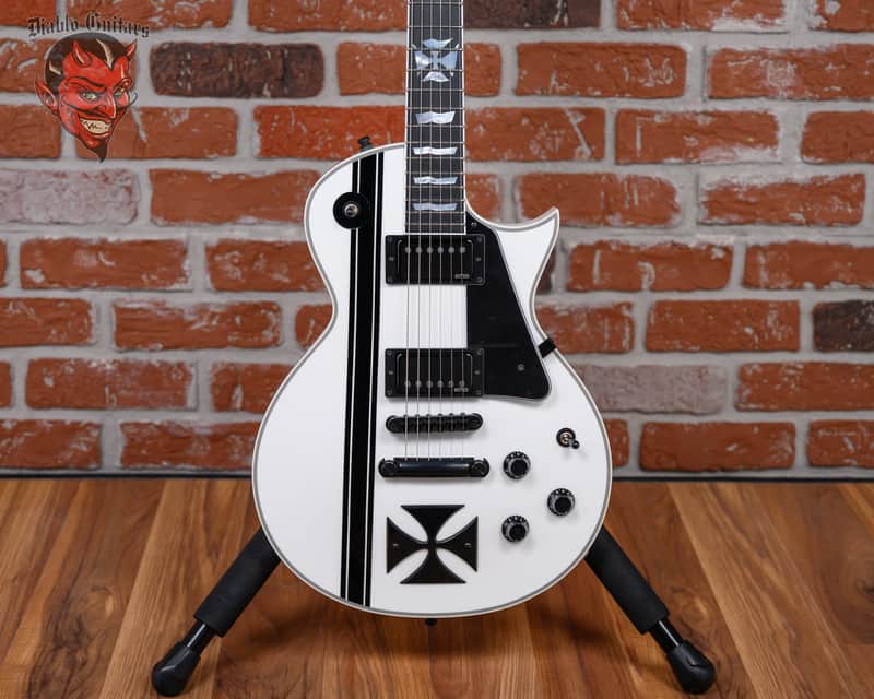 ESP Signature Series Iron Cross James Hetfield Snow White with Black Stripes 2026 w/OHSC image 1