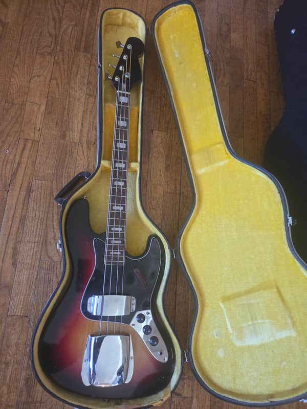 Vintage Short Scale Bass Off-Set (Teisco, etc.) - Sunburst w/ OHSC* image 1