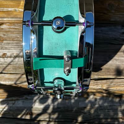 Custom made Snare Drum 12” x 5” Maple Snare 2025 - Distressed Retro Blue Venetian Plaster image 4