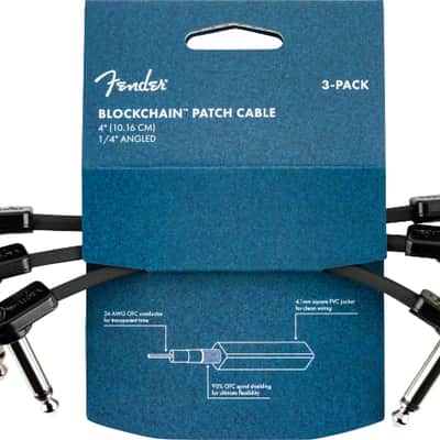 Fender Blockchain 4" Pedal Patch Cables, 3-Pack, Angle/Angle image 5