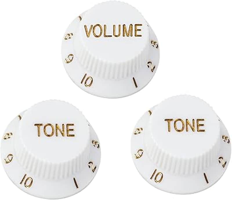 Imperial 24-Spline Electric Guitar Control Knobs 2 Tone and 1 Volume Knobs 6mm (15/64") Speed Knobs Top Hat for Fender Strat ST Electric Guitars Pack of 3 JT/XN-06 White image 1