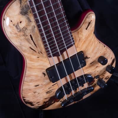 Mayones Cali 4 Bass Purpleheart Body with Buckeye Burl Top Rosewood Board W Case image 4