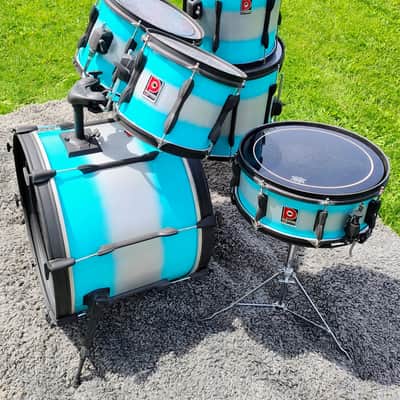 90's-00's Premier Teal/Silver Duco 6PC Drum Set image 3