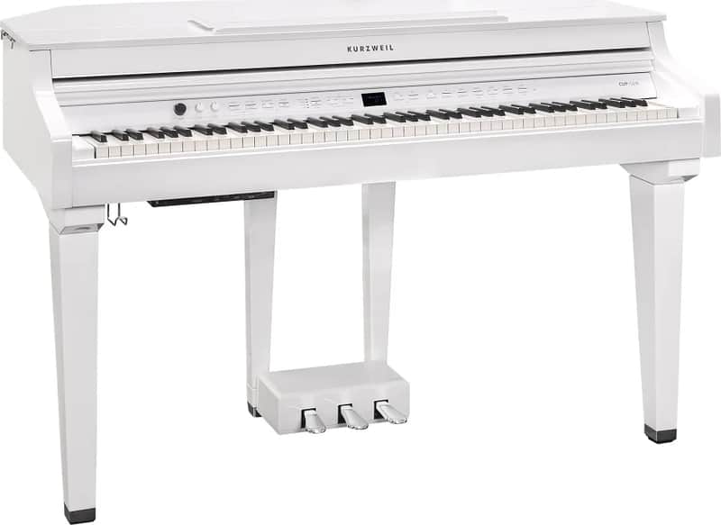 Kurzweil CUP G1W Digital Mini-Grand Piano, 88-Note, fully weighted, 4-zone graded, hammer-action with natural wooden keys, White Polish Finish image 1