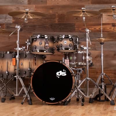 DS REBEL CUSTOM SHOP 5 PIECE DRUM KIT, ALL MAPLE SHELL, BLACK TO NATURAL FADE OVER EXOTIC FOSSIL BEECH image 19