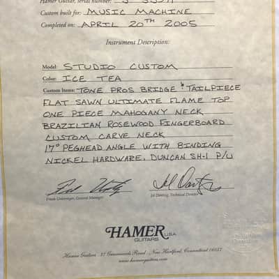 Hamer USA Studio Custom Triple Threat 2005 '59 Burst Ice Tea Quilt Top W/Case & COA *Only 30  Made* image 7