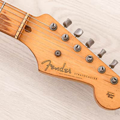 1956 Fender Stratocaster Vintage Guitar One-Piece Ash, Blonde w/ V Neck & Tweed Case image 4