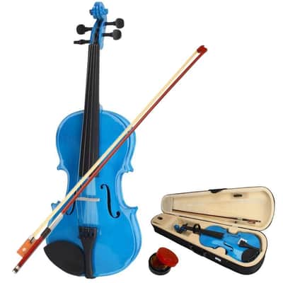 Full Size 4/4 Beginner Acoustic Violin Kit – Blue Starter Set with Case, Bow & Rosin – Ideal for Students & School Orchestra image 1