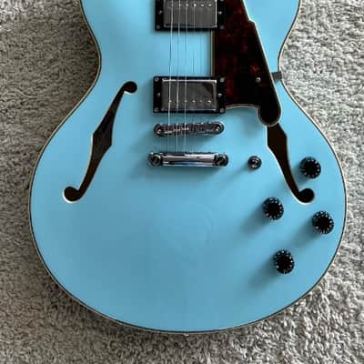 D'Angelico Premier DC Semi Hollow Electric Guitar, Sky Blue DAPDCSKBCS image 3