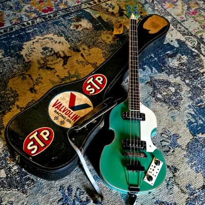 1960s Matsumoku Violin Bass MIJ Japan - Blue - w/ Case