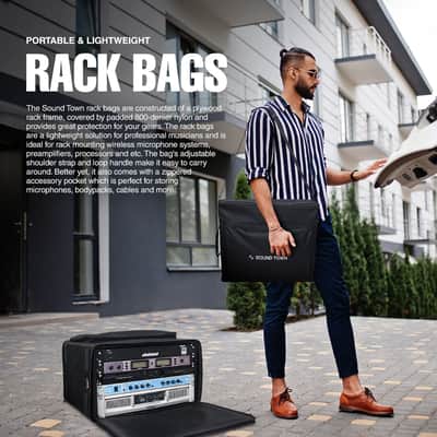 STRB-616B | Portable 6U Soft Rack Bag Case w/ 14" Rackable Depth, Plywood Frame, Padded Nylon, Shoulder Strap, Accessory Pocket image 9