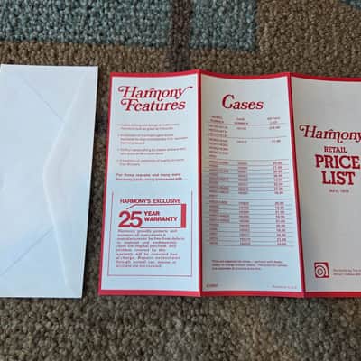 Vintage 1975 Harmony Instrument Price List w/ Opus Price List and Ampeg Reply Envelope! Rare, Original Case Candy, Paperwork! image 3