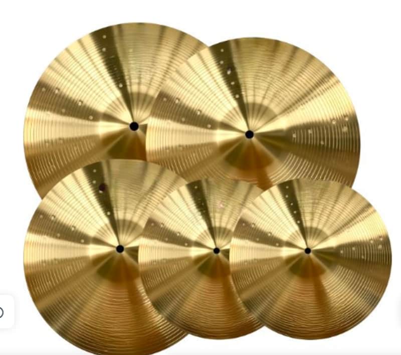 Alloy Cymbal Pack, 5 Pieces Drum Cymbals Set 14"Hi-hats/16"Crash/18"Crash/20"Ride Cymbals for Drum Set image 1
