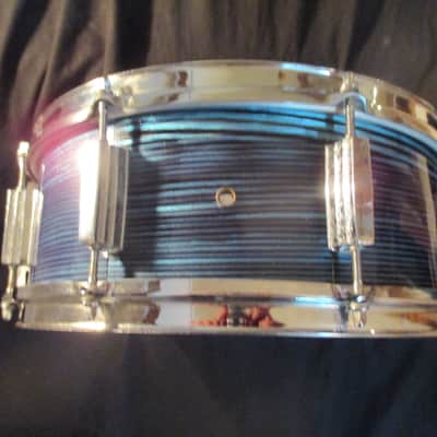 Tempro Vintage 14 x 5 Snare Drum, 1960s Japan Made, Blue Strata, Exceptional Original! image 4