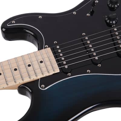Cxxss ST Stylish Electric Guitar with Black Pickguard -Dark Blue image 6