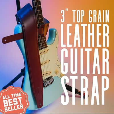Levy's Levy's Leathers Best-Selling 3" Wide Amped Leather Series Extra Long Guitar Strap with Foam Padding, Dark Brown, (M26PD-DBR-XL) image 2