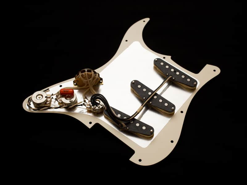 Polaris Loaded Strat Pickguard with Handwound Alnico 2 Pickups, CTS Pots, Orange Drop Capacitor, and Switchcraft Jack image 1