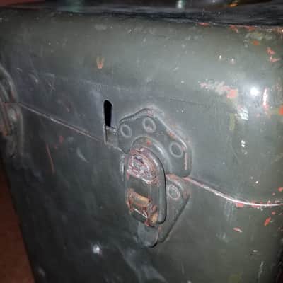 Jensen Federal Military speaker cab Projector Set AN/PFP-1 w/ Full-range P8P C5556 25 watt AlNiCo 8" 16 Ohm driver and cable 1954 - olive metal image 19