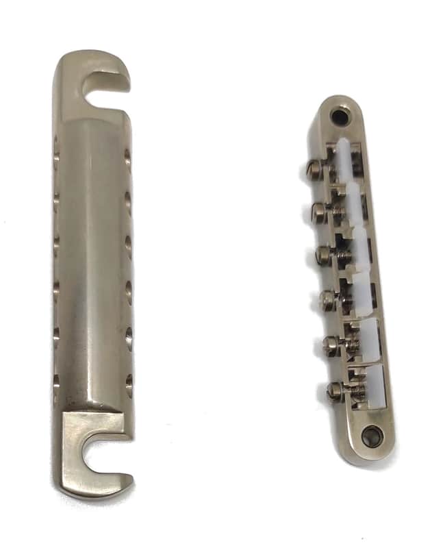Faber Nickel AGED Bridge + Tailpiece set, ABR-1,Nylon saddles image 1