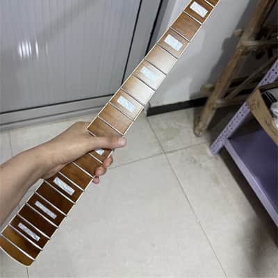 AAA 20 fret Roasted flame maple J BASS guitar neck part block inlay binding image 2