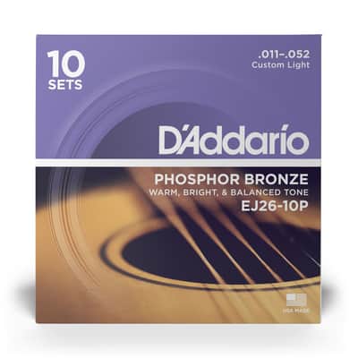 Mint D'Addario EJ26 Phosphor Bronze Custom Light Acoustic Guitar Strings 10-Sets (11-52) image 2