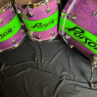 Rikki Rocket's Poison, 2018 Nothing But a Good Time Tour DW Cherry Mahogany 8-Piece Drum Set, Custom Poison Graphic, Autographed!! image 5