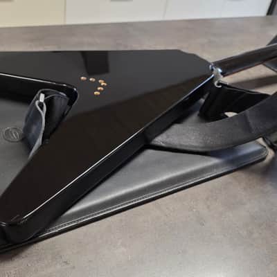 2003 Epiphone Flying V Korina MIK Korean Gibson Logo Ebony Black Guitar image 15
