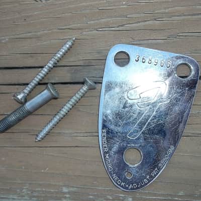 1972 Fender Stratocaster or Jazz Bass serial number neck plate with original screws. image 4