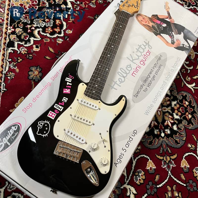 Squier Hello Kitty Mini Stratocaster Black Limited Model w/Original box image 1