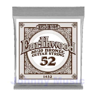 .052" Earthwood 80/20 Bronze Wound Over Brass-Plated High-Carbon Steel Hex-Core Acoustic Guitar Single String image 1