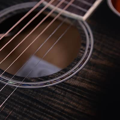 Crafter Noble Trans Black Small Jumbo Flame Maple Acoustic Guitar Preamp Pickup image 3